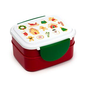 Bento Clip Lock Lunch Box with Cutlery - Christmas Baker Street Gingerbread Bento Clip Lock Lunch Box with Cutlery - Christmas Baker Street Gingerbread