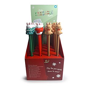 Erasable Pen with PVC Topper - Christmas Festive Friends Bunny Rabbit
