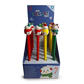 Erasable Pen with PVC Topper - Christmas Snowman