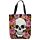 Handy Cotton Zip Up Shopping Bag - Skulls & Roses